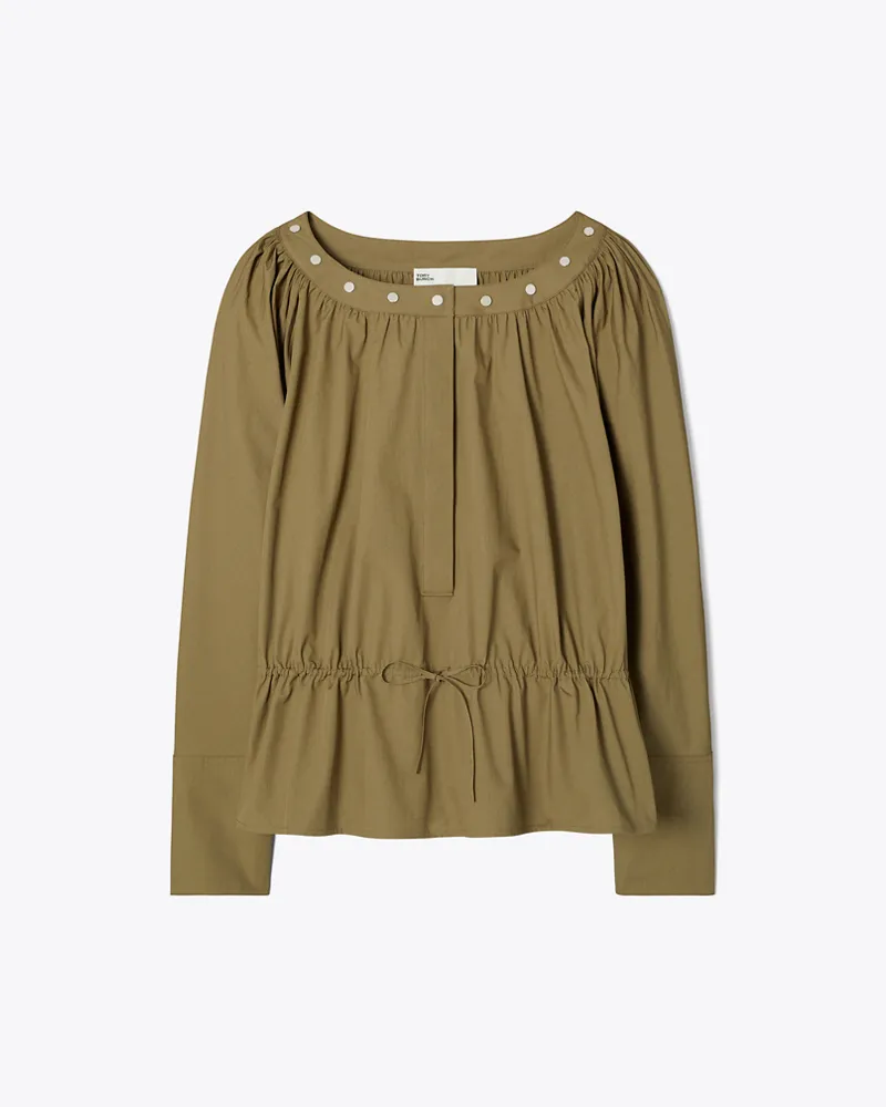 Tory Burch Eingefasstes Baumwolltop Olive