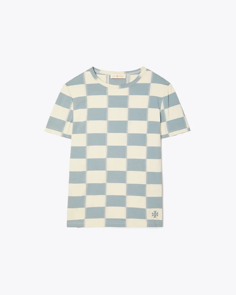 Tory Burch Damen T-Shirt mit Schachbrettmuster Checkerboard