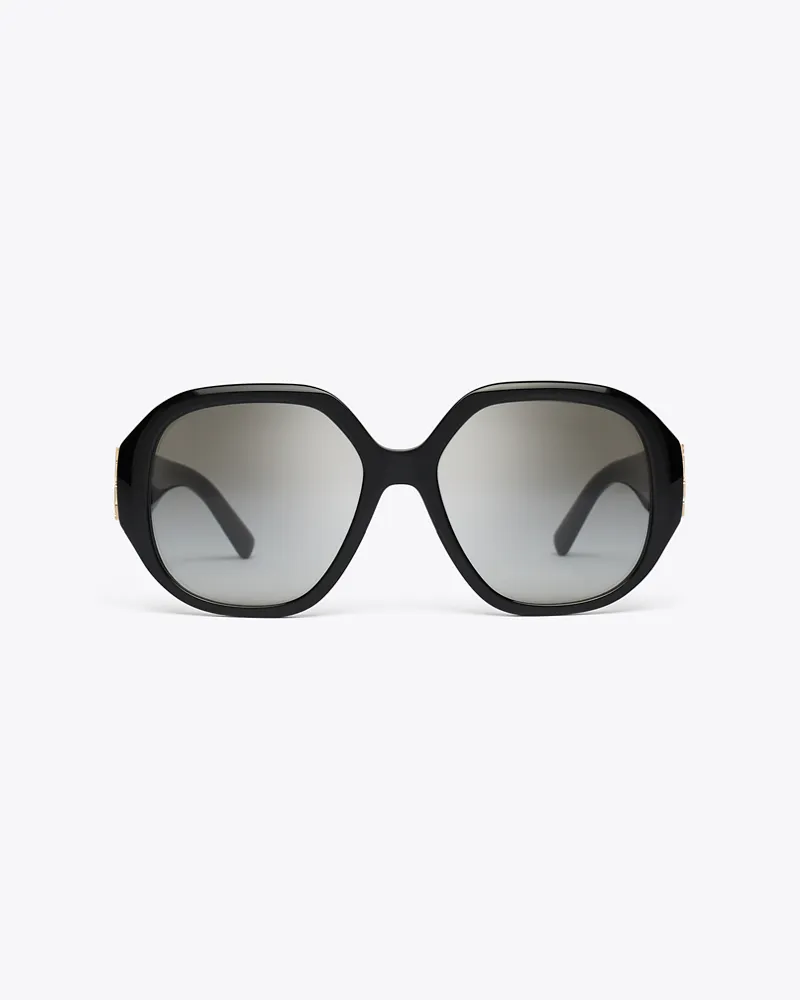 Tory Burch Runde Eleanor Oversize-Sonnenbrille Black