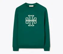 Damen Rundhalstop aus Merinofrottee mit Raglanärmeln und Logo