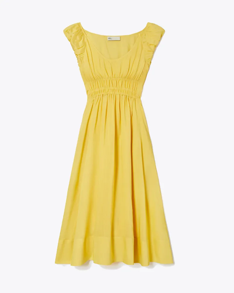 Tory Burch Damen Kleid aus Seide und Viskose Yellow