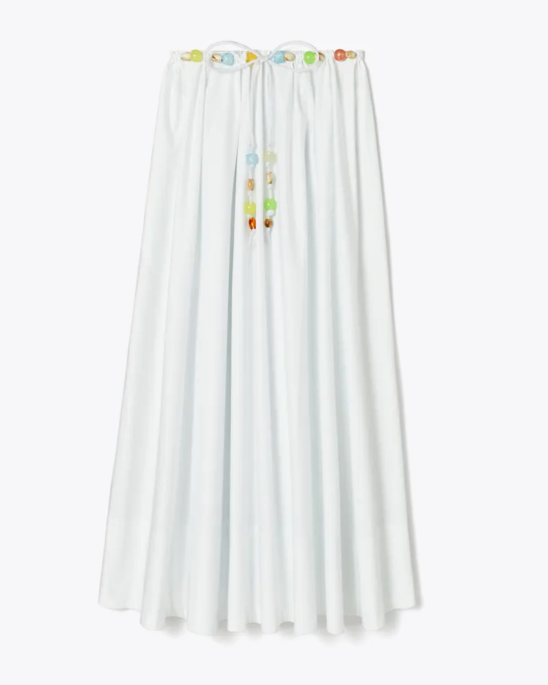 Tory Burch Damen Rock aus Baumwollpopeline mit Perlen White