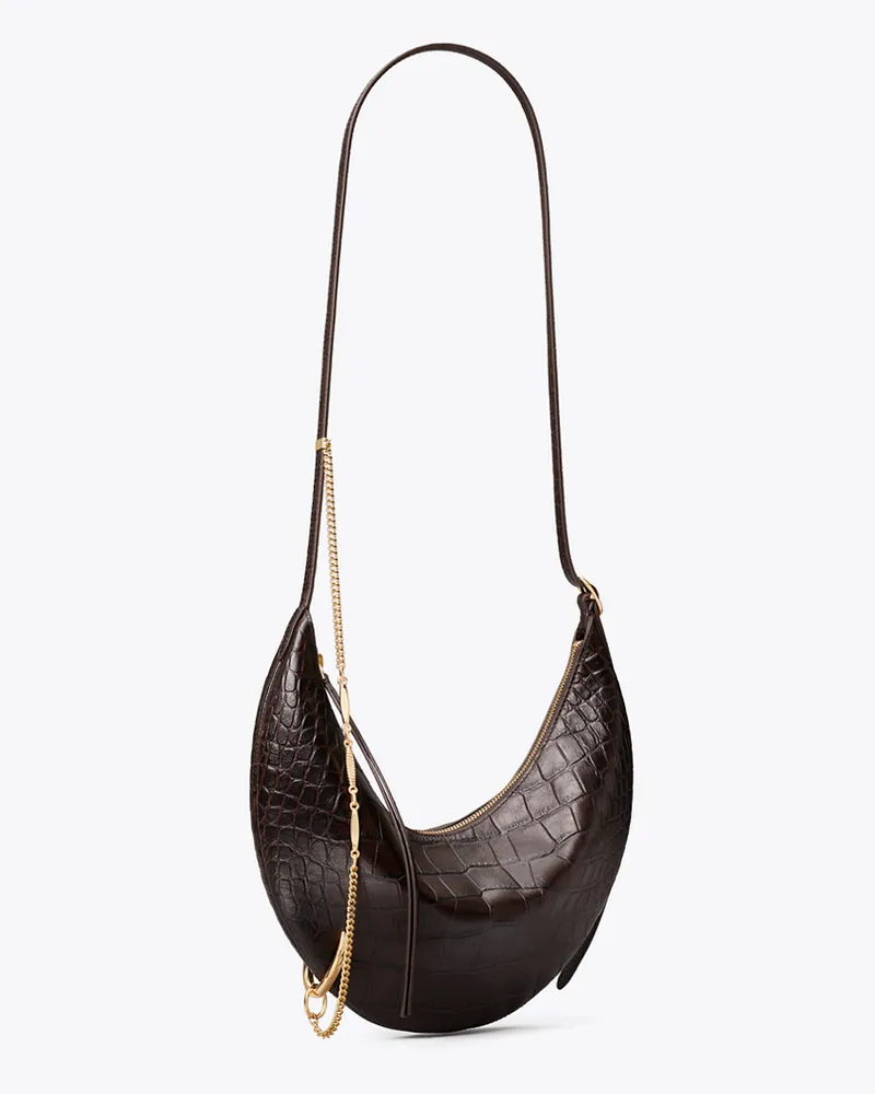 Tory Burch Damen Crossbody Bag mit Piercingdetail und Krokoprägung Coco