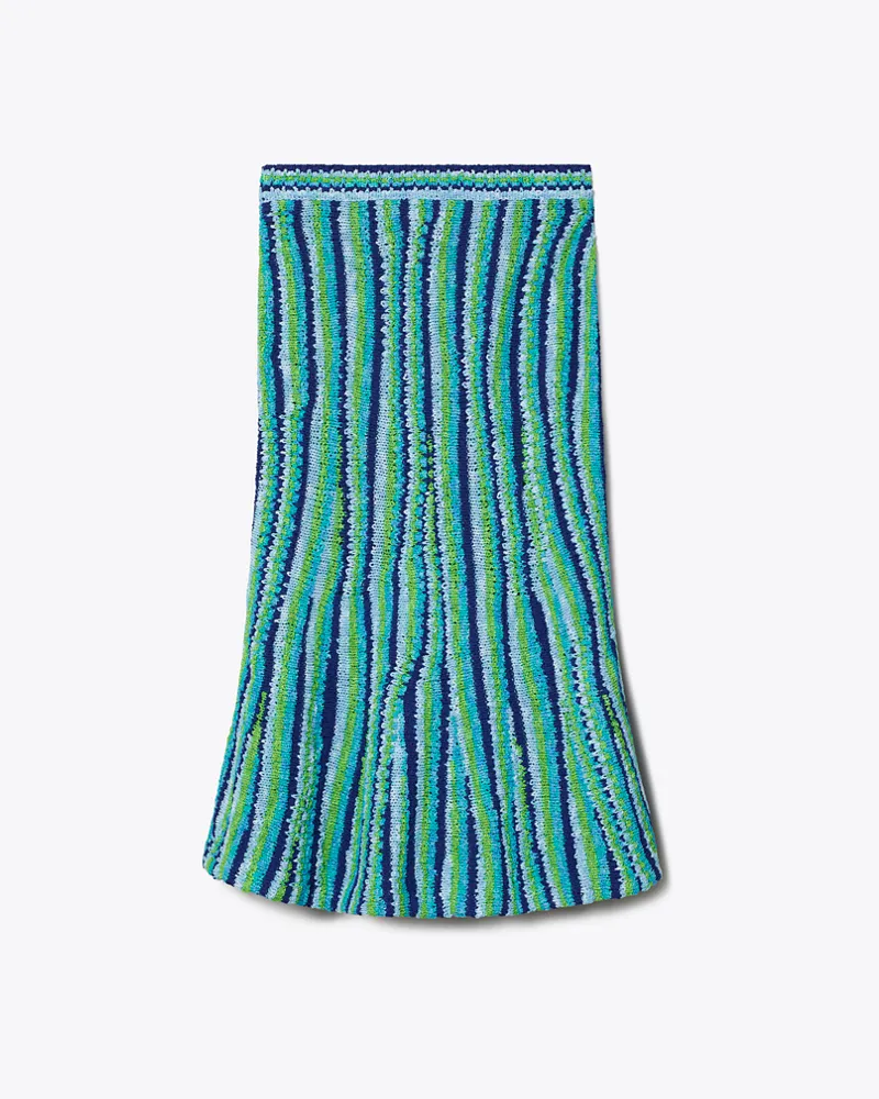 Tory Burch Damen Striped Cotton Skirt Ocean