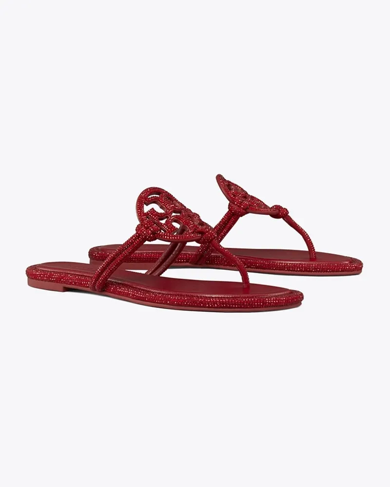 Tory Burch Damen Miller Sandale mit Pavé und Knoten Ruby