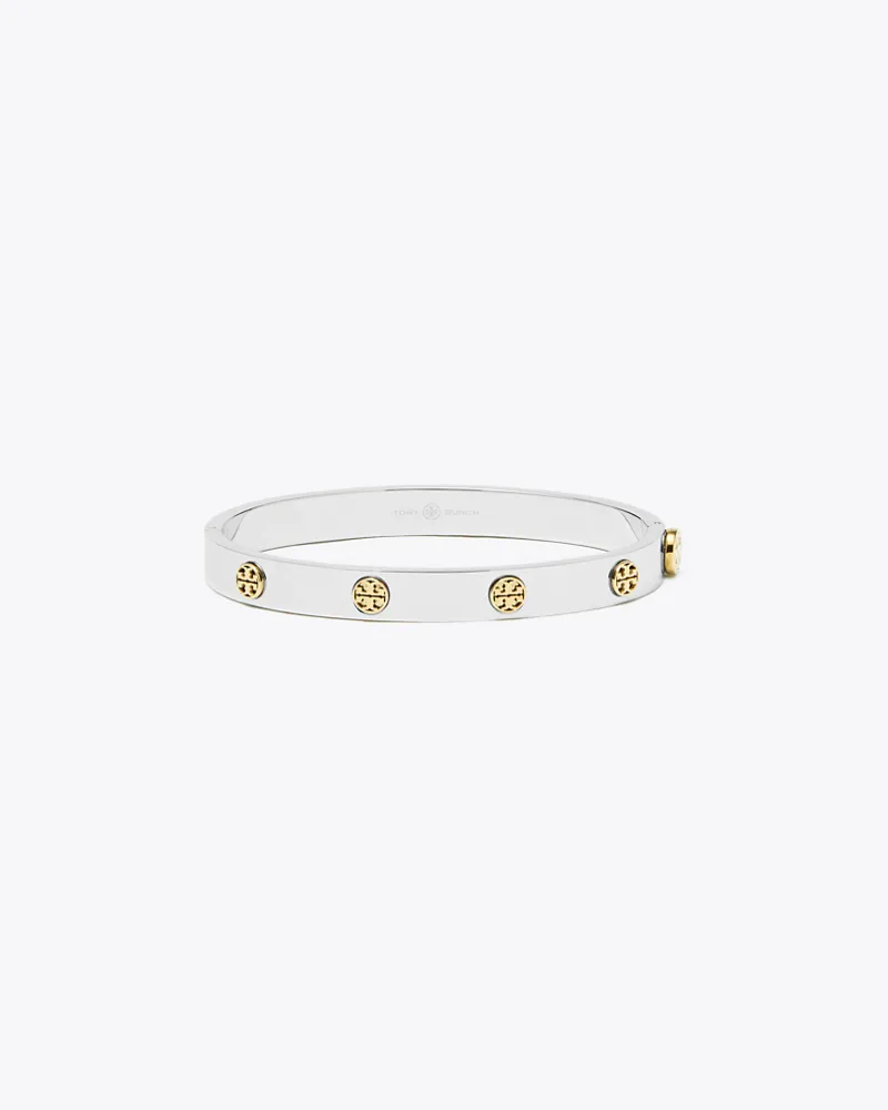 Tory Burch Damen Miller Scharnierarmreif mit Nieten, 7 mm in Silber/Gold Tory