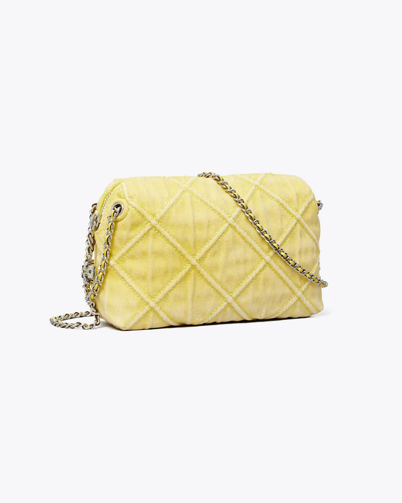 Tory Burch Damen Fleming Denim Soft Crossbody Bag Yellow
