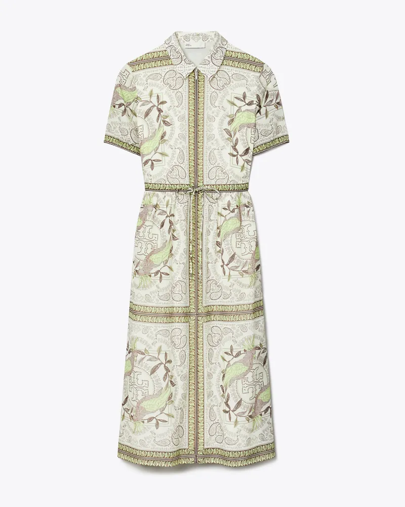 Tory Burch Damen Eingefasstes Kleid aus Baumwolle mit Reißverschluss Mint
