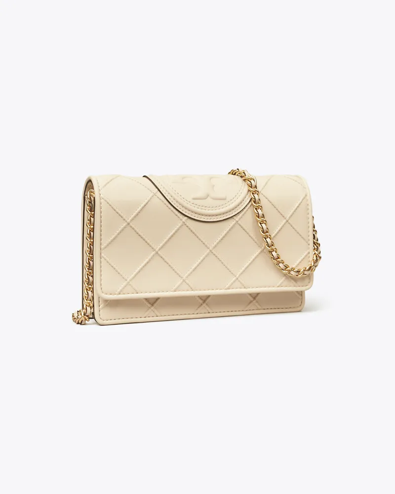 Tory Burch Damen Weiche Fleming Geldbörse mit Kettenriemen in Weiß New