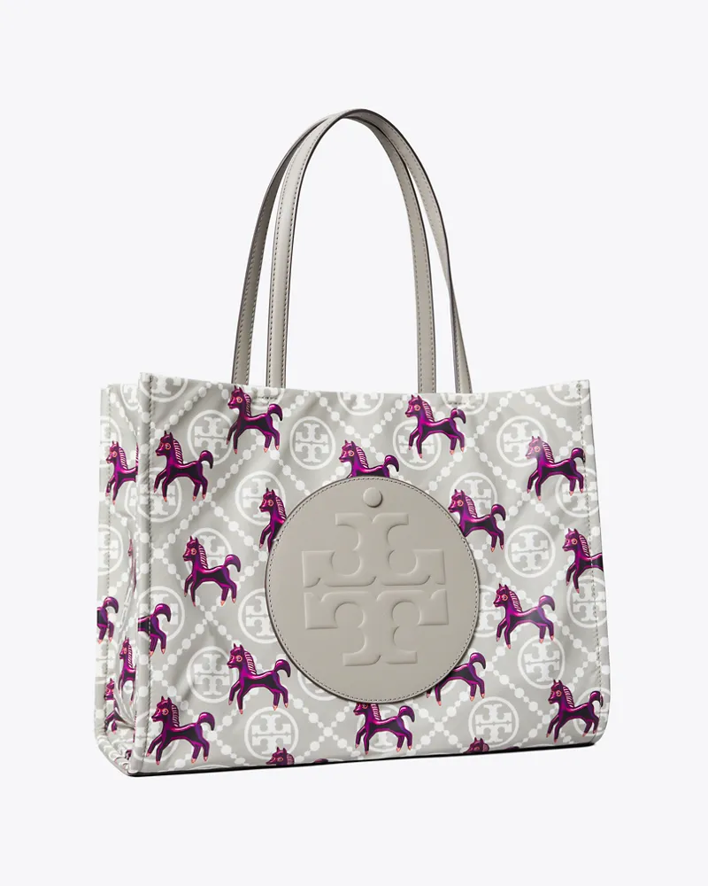 Tory Burch Damen Kleine Ella Horse Tote Bag aus Nylon Gray