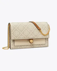 Tory Burch T Monogram Chain Wallet Ivory