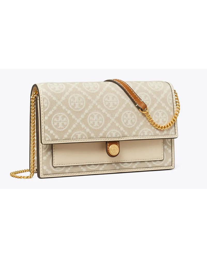 Tory Burch T Monogram Chain Wallet Ivory