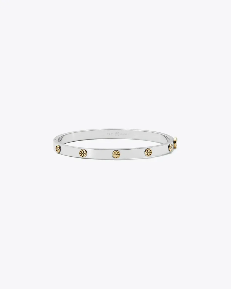 Tory Burch Damen Miller Scharnierarmreif mit Nieten, 5 mm in Silber/Gold Tory