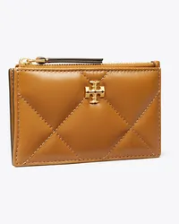 Tory Burch Kira Diamond Quilt Zip Card Case Tan