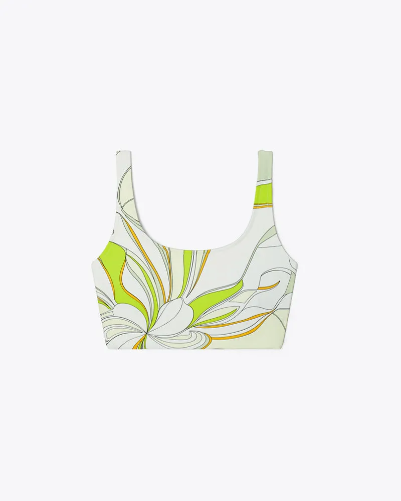 Tory Burch Weightless Printed Long Bra Chartreuse