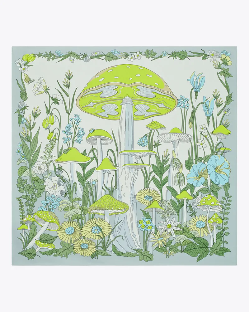 Tory Burch Mushroom Silk Square Scarf Mushroom