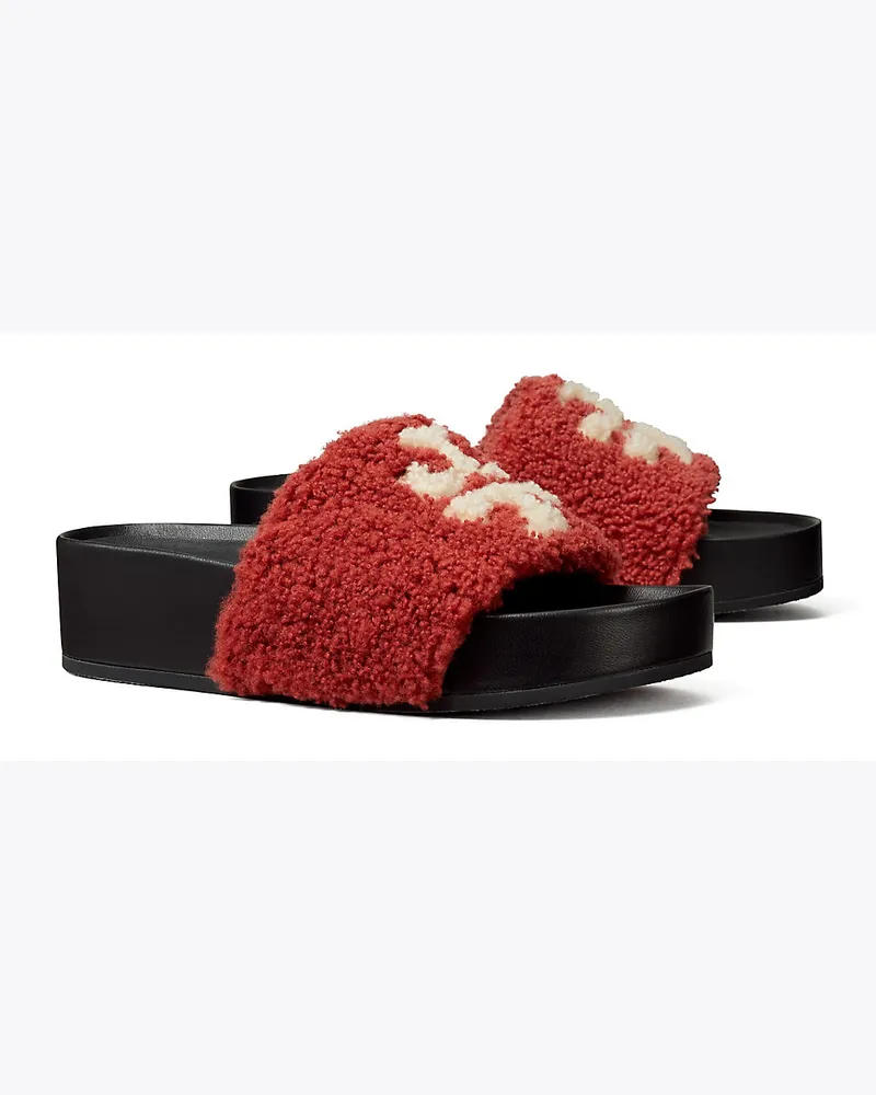 Tory Burch Flatform Aus Lammfell Mit Doppel-T Smoked