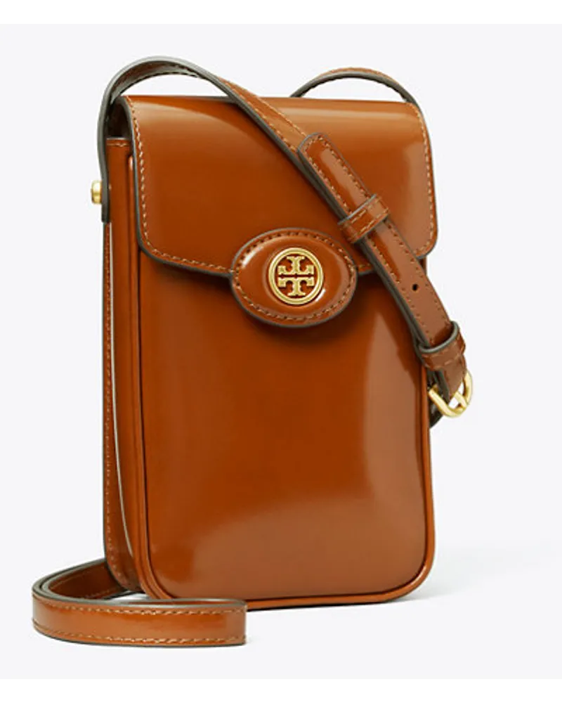 Tory Burch Robinson Spazzolato Phone Crossbody Dark