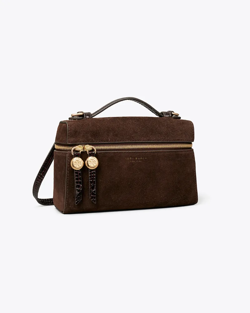 Tory Burch Schlanke Romy Henkeltasche aus Wildleder Dark