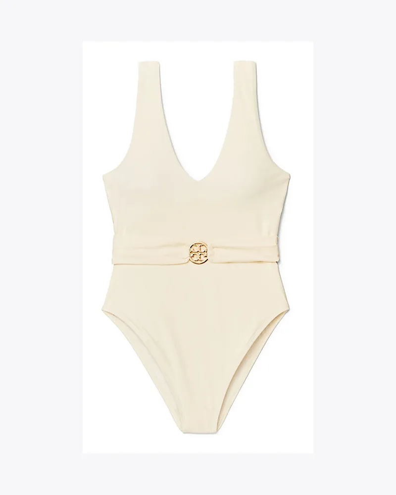 Tory Burch Miller Plunge One-Piece Swimsuit 