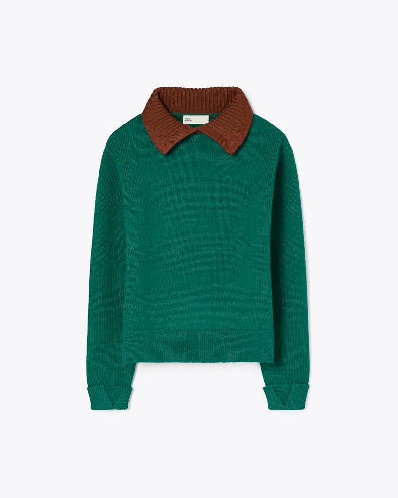 Tory Burch Damen Wollpullover Emerald