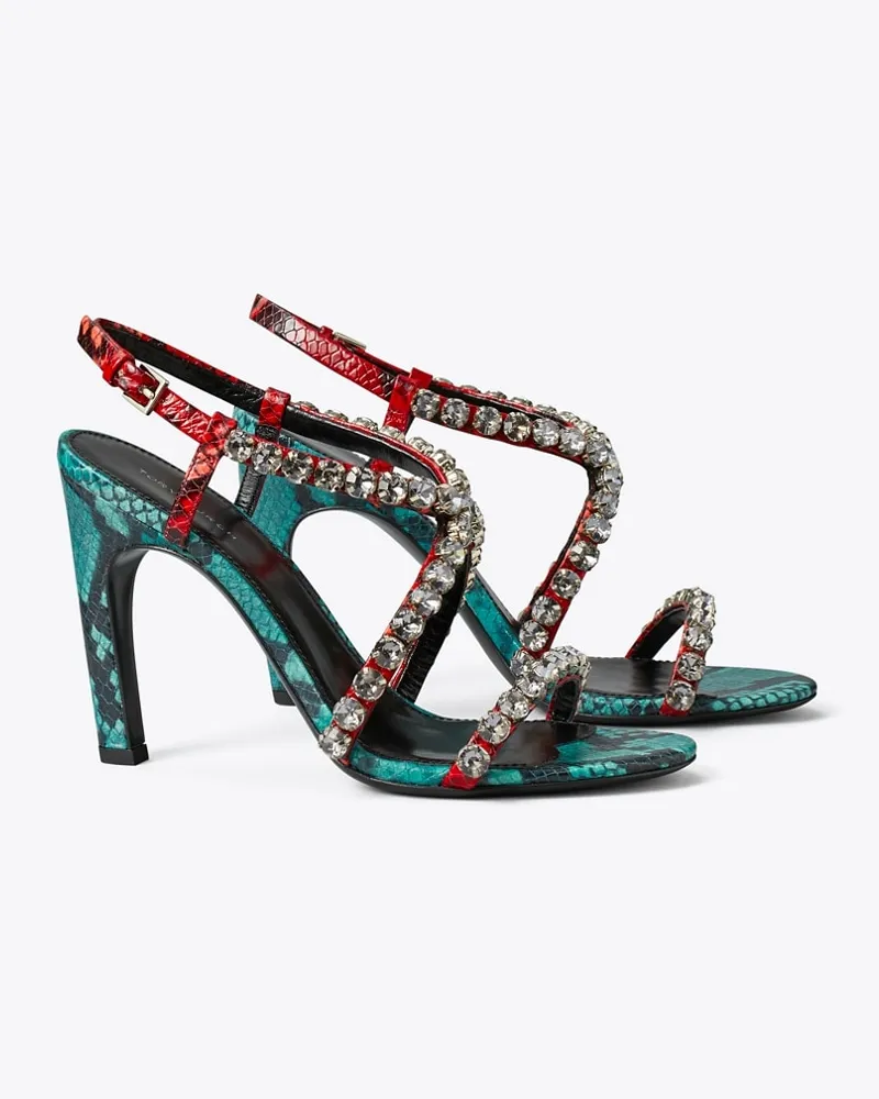 Tory Burch Damen Crystal Riemchensandalette Bearberry
