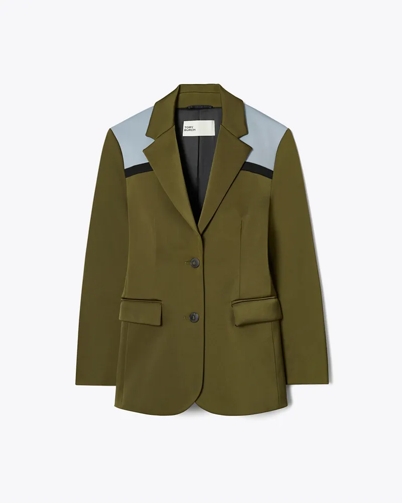 Tory Burch Damen Elastischer Blazer in Colorblock-Optik Dark
