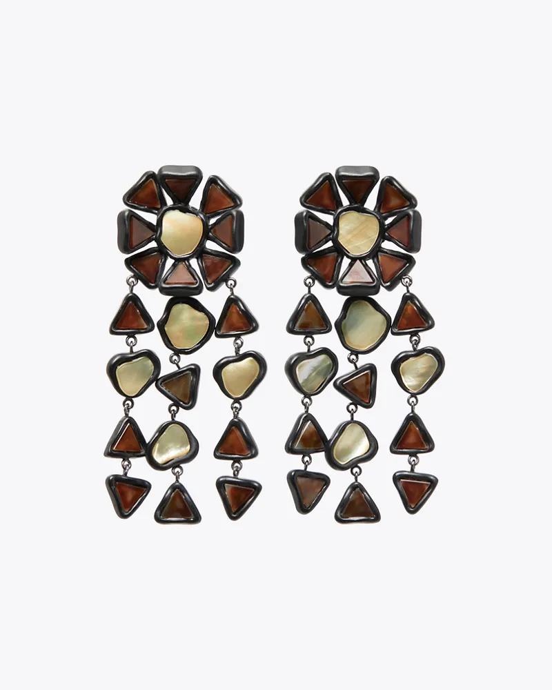 Tory Burch Damen Curiosity Chandelier-Ohrringe aus Kunstharz Black