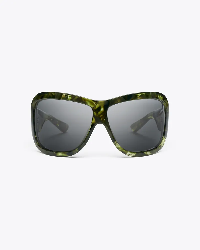 Tory Burch Runway Wrap-Sonnenbrille Green