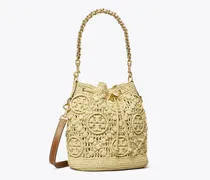 Damen Bucket Bag aus Raffiabast mit T-Monogramm