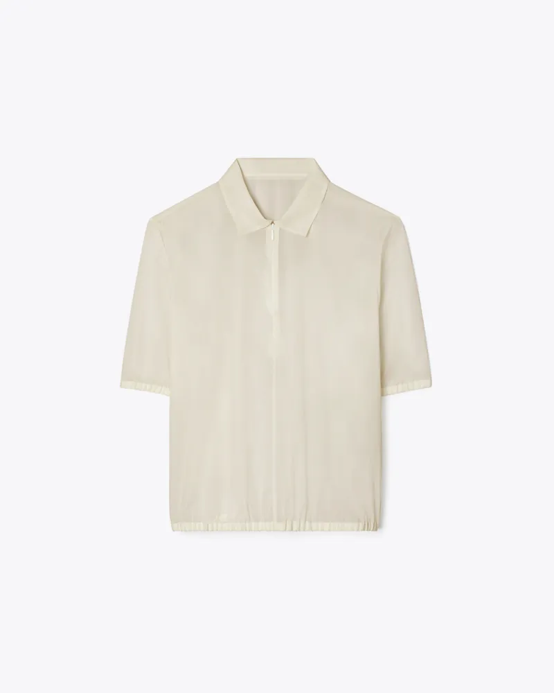 Tory Burch Damen Popeline-Poloshirt mit Reißverschluss Pale