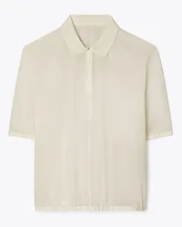 Tory Burch Poplin Zip Polo Pale