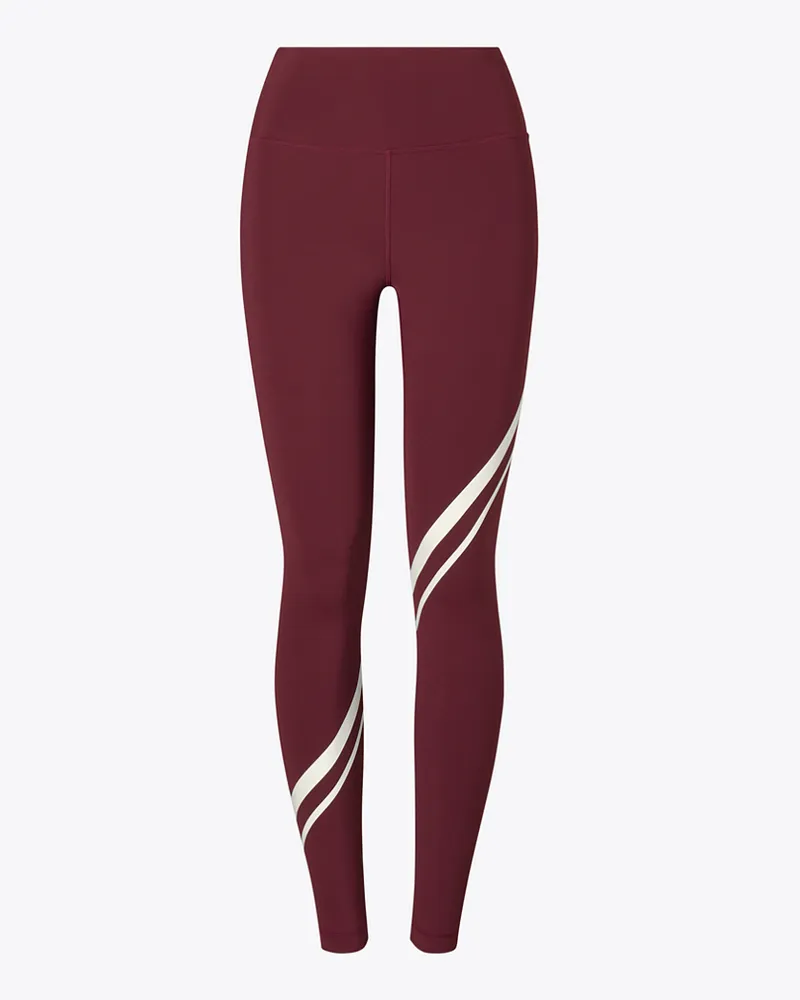 Tory Burch Damen Sculpt Leggings mit diagonalem Chevronmuster Winetasting