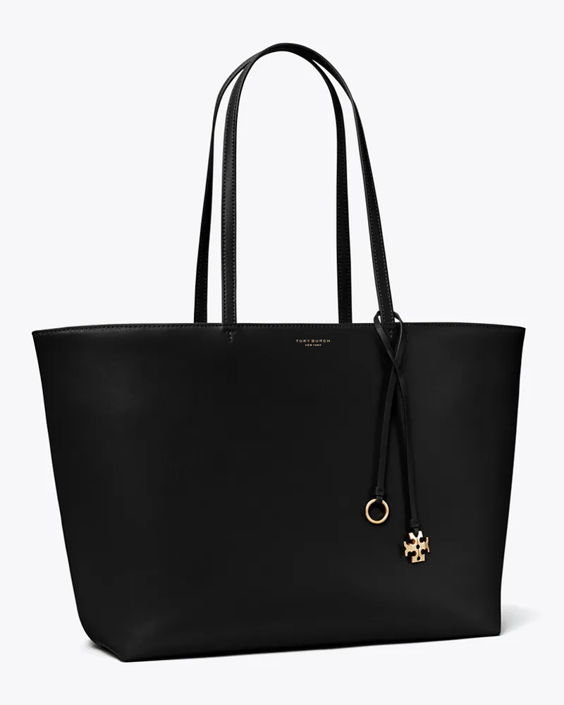 Tory Burch Leather Top Zip Tote Black
