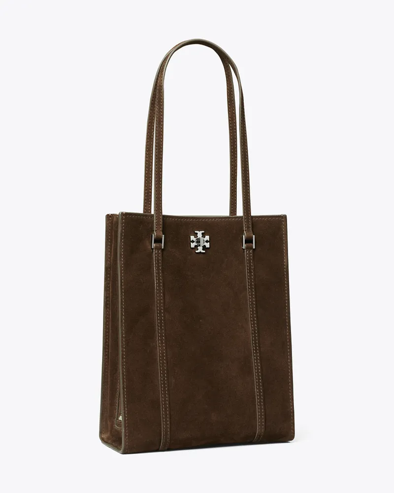 Tory Burch Damen Kleine Kira Tote Bag aus Wildleder mit Drehverschluss Dark
