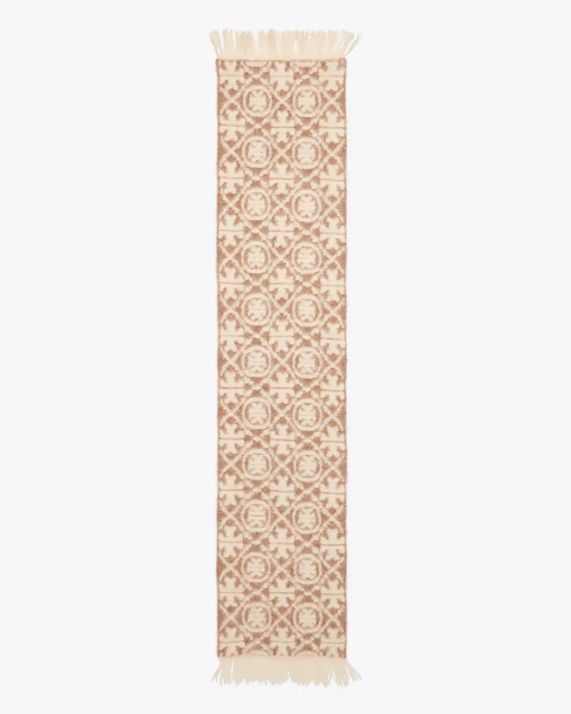 Tory Burch Länglicher Strickschal mit gebürstetem T-Monogramm T