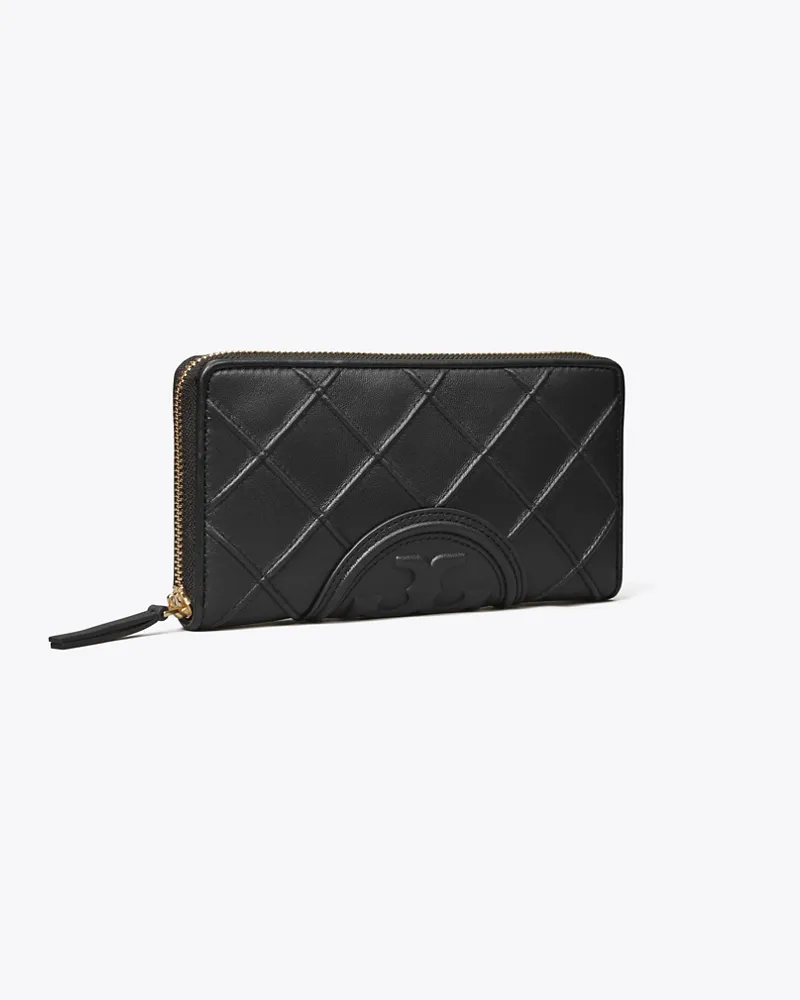 Tory Burch Damen Weiche Fleming Geldbörse im Kontinentalformat mit Reißverschluss in Schwarz Black