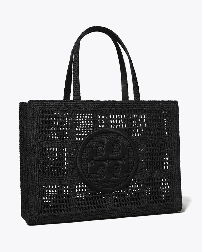 Tory Burch Damen Große, handgehäkelte Ella Tote Bag Black