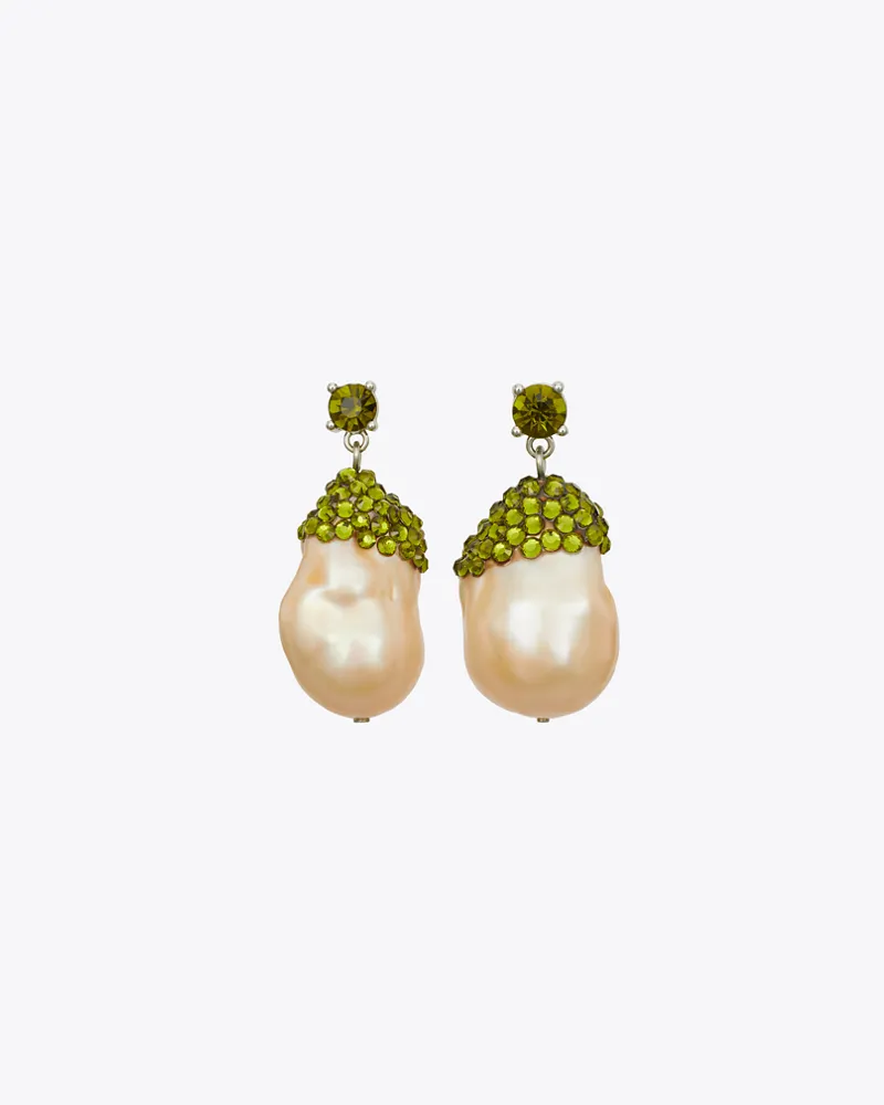 Tory Burch Damen Moondance Crystal and Pearl Drop Earrings Pink