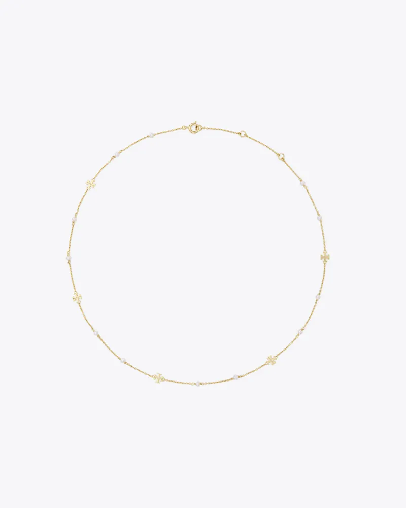 Tory Burch Damen Zarte Kira Halskette mit Perlen in Gold/Weiß Tory