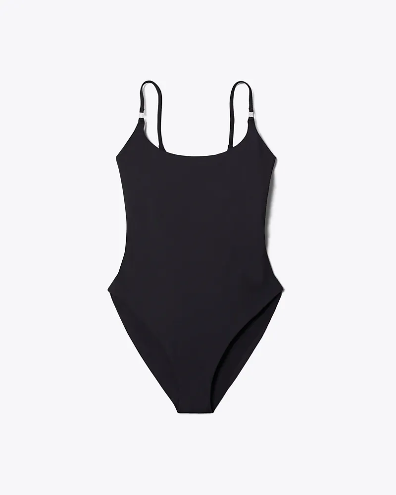 Tory Burch Damen Einfarbiger Badeanzug Black