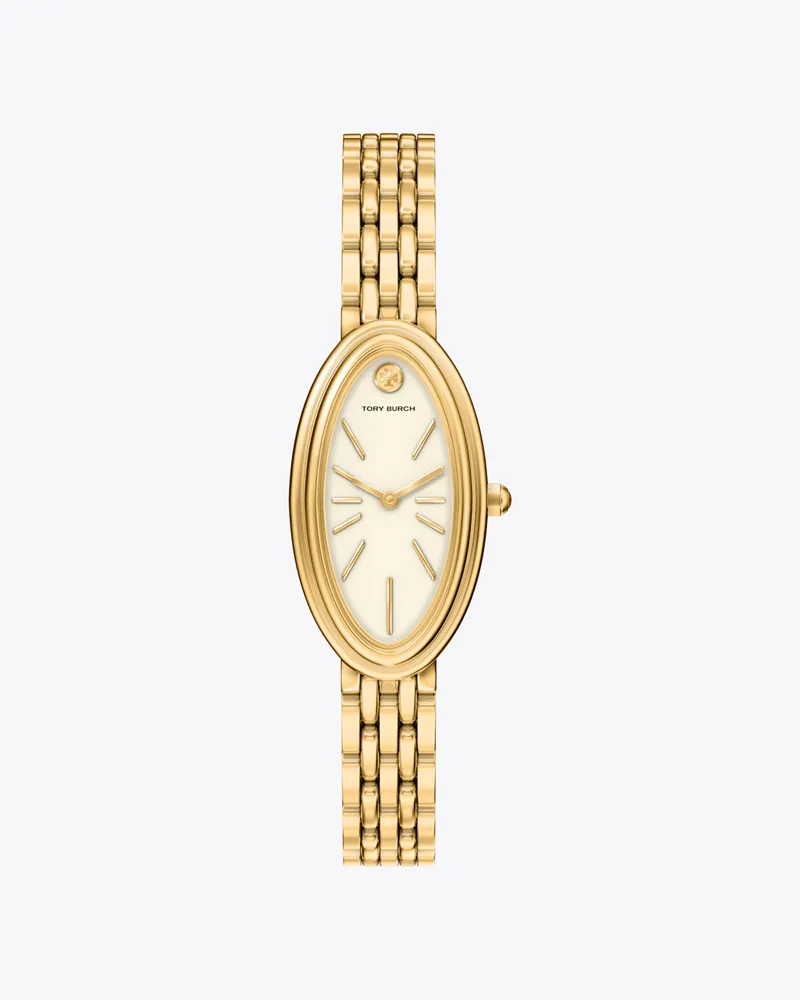 Tory Burch Damen Elongated Oval Watch Ivory