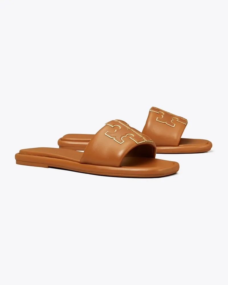 Tory Burch Sportslide mit Doppel-T Bourbon
