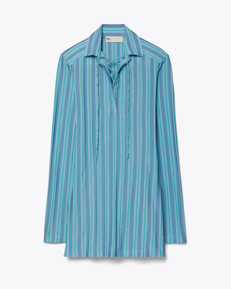 Tory Burch Damen Jerseytunika zum Schnüren Blue