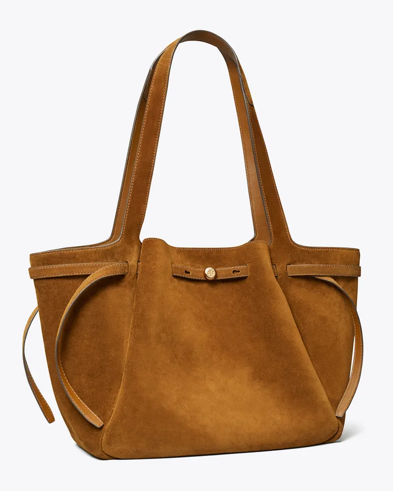 Tory Burch Damen Romy Tote Bag aus Wildleder Cognac