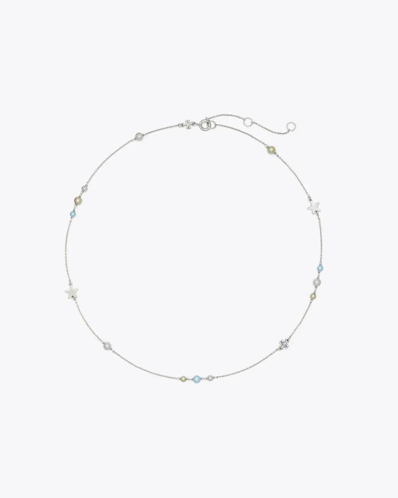 Tory Burch Damen Zarte Moondance Halskette mit Perlen und Sternen Tory