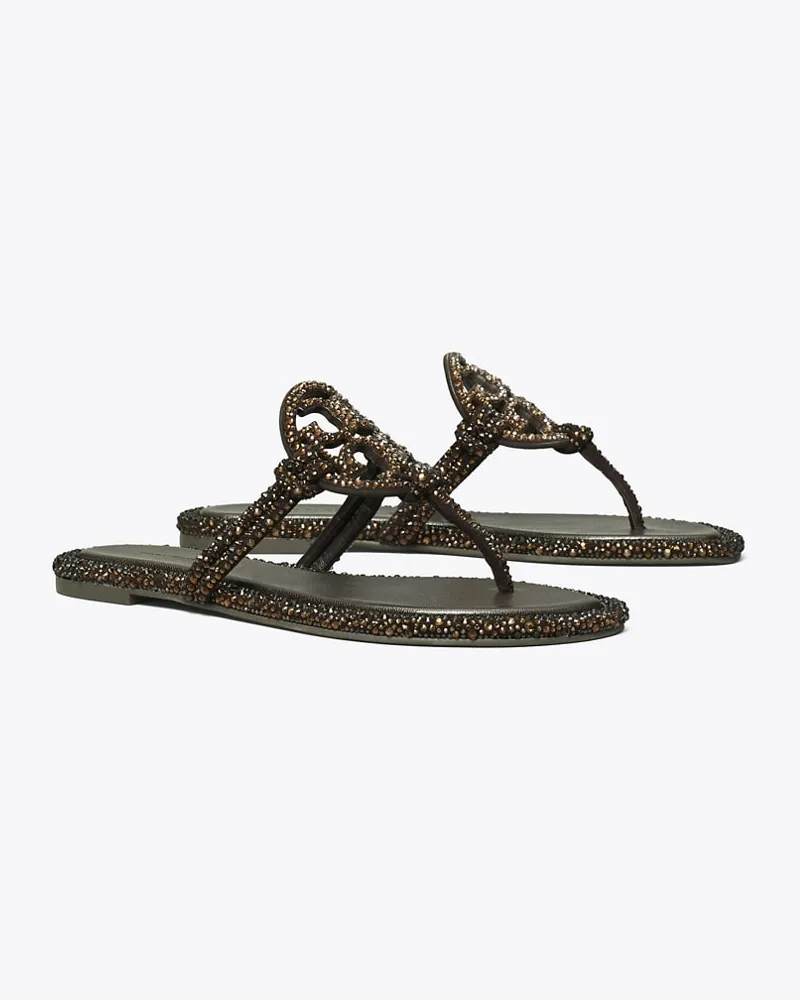 Tory Burch Damen Miller Sandale mit Pavé und Knoten Cocoa