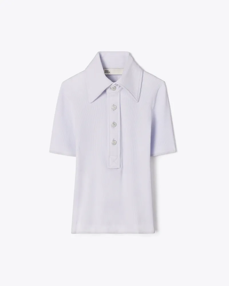 Tory Burch Damen Gerippter Polopullover aus Viskose Light