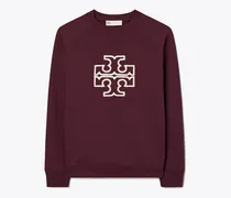 Damen Rundhalstop aus Merinofrottee mit Raglanärmeln und Logo