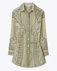 Tory Burch Printed Brigitte Cotton Tunic Khaki